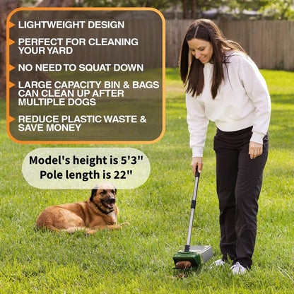 Revolutionary NEATER PETS Lift N' Bag Dog Pooper Scooper 2.0 - Effortless Cleanup with One-Handed Operation and Extra-Large Bags, Made in the USA