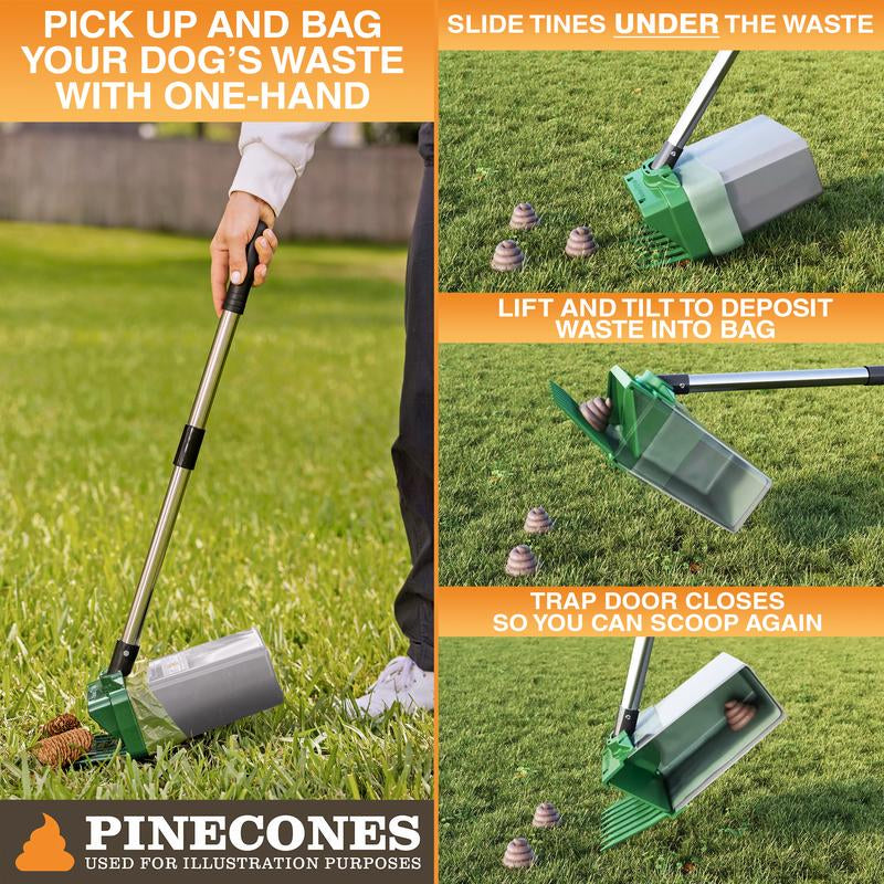 Revolutionary NEATER PETS Lift N' Bag Dog Pooper Scooper 2.0 - Effortless Cleanup with One-Handed Operation and Extra-Large Bags, Made in the USA